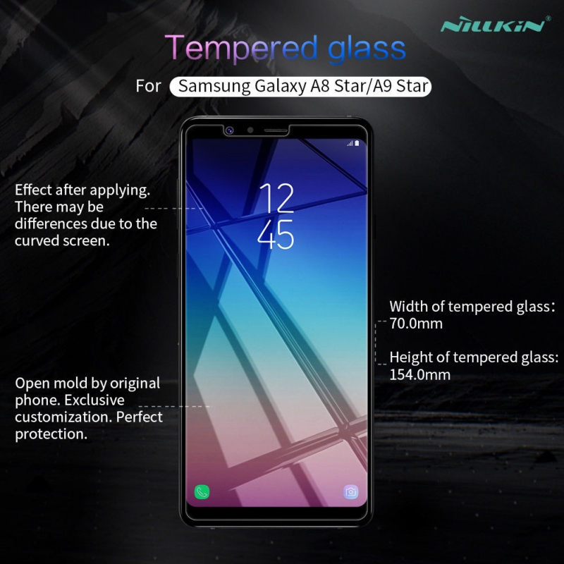 Miếng Dán Kính Cường Lực Galaxy A8 Star Hiệu Nillkin 9H+ Pro có khả năng chống dầu, hạn chế bám vân tay cảm giác lướt cũng nhẹ nhàng hơn.